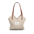 Signal Strong Woven Straw Shoulder Bag – Boho Crochet Tote with Leather Handles