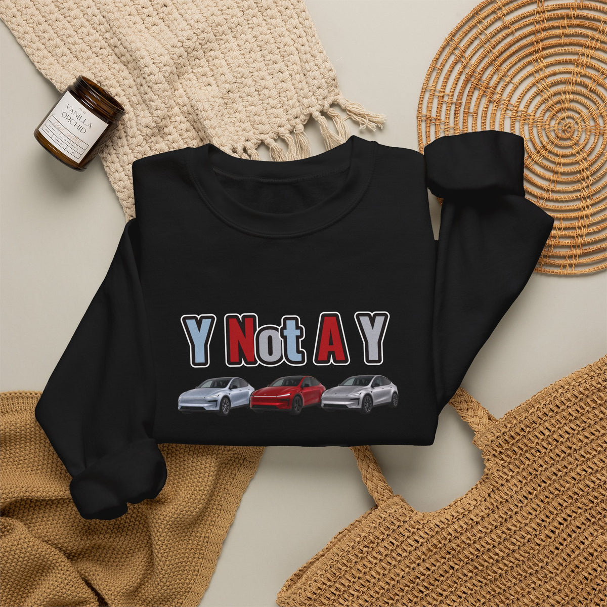 Y Not A Y Crewneck Sweatshirt — Y Not A Y Graphic (Car Trio)