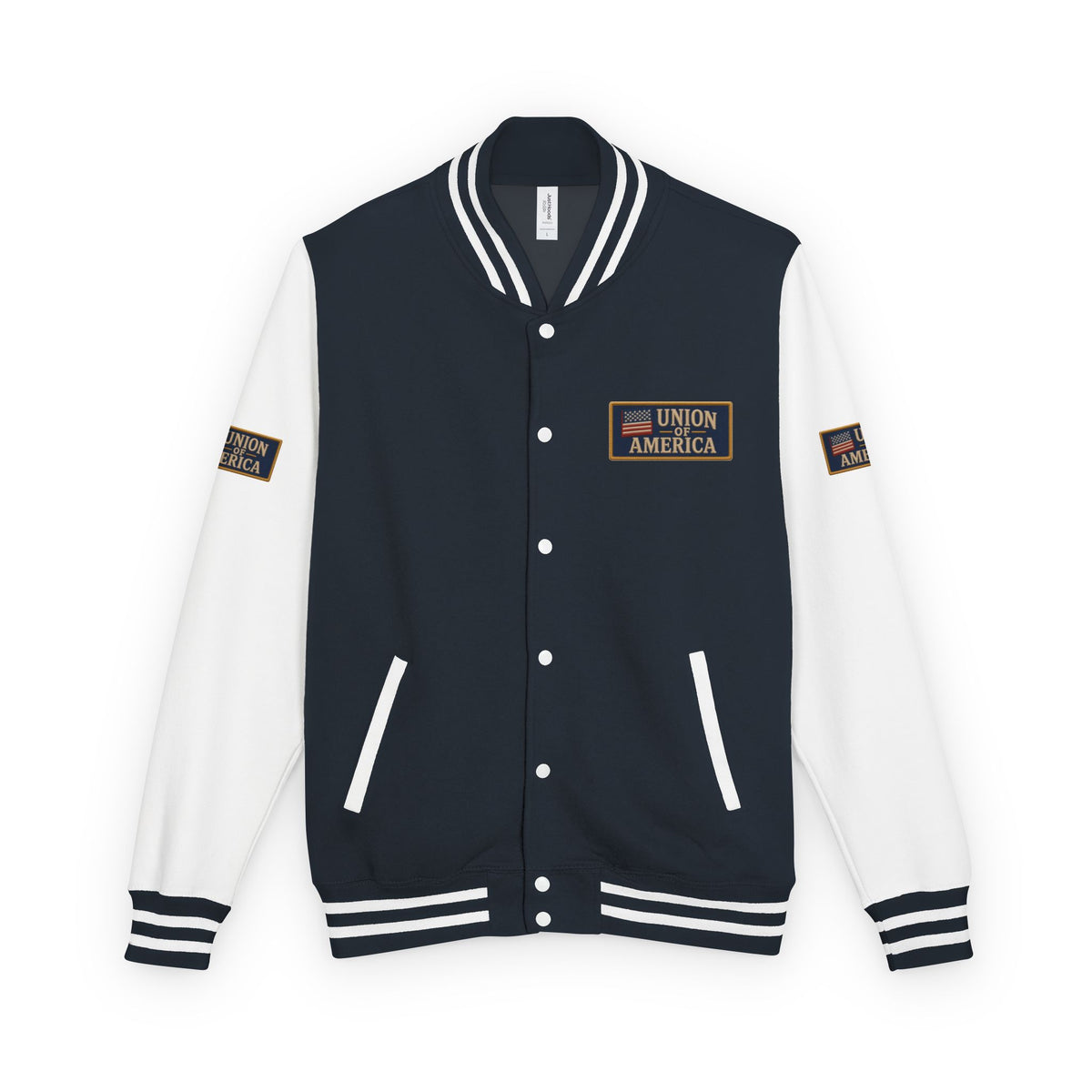Union Of America Letterman Jacket — 'Union America' Patch Varsity Jacket (Signal Strong Patch)