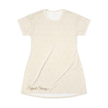 Signal Strong Cream All-Over Print T-Shirt Dress — Subtle Monogram & “Signal Strong” Accent