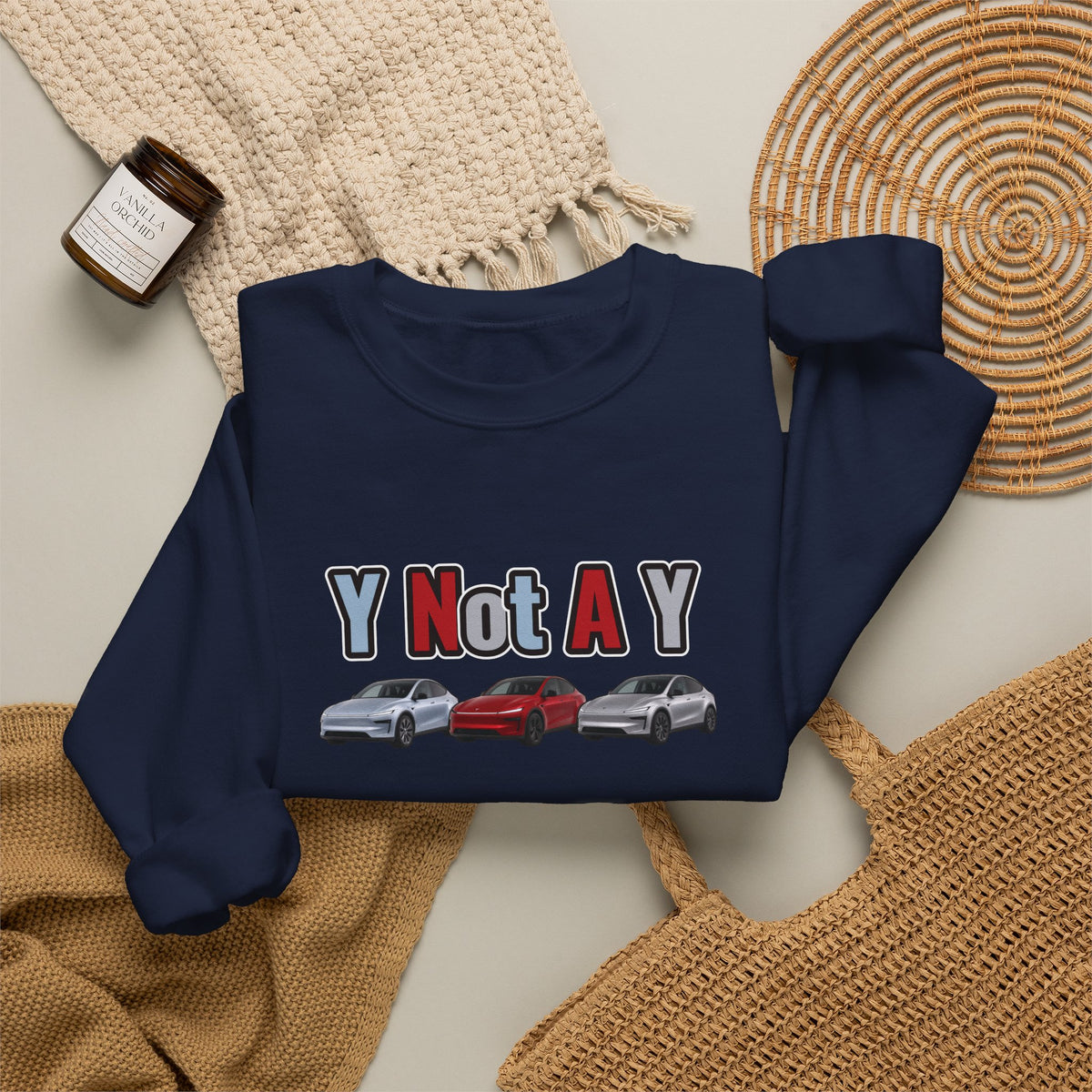 Y Not A Y Crewneck Sweatshirt — Y Not A Y Graphic (Car Trio)