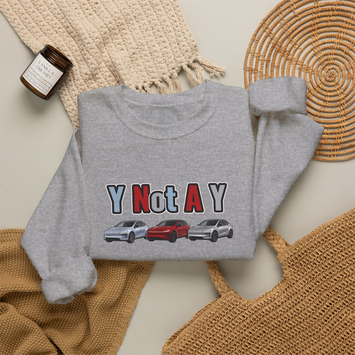 Y Not A Y Crewneck Sweatshirt — Y Not A Y Graphic (Car Trio)