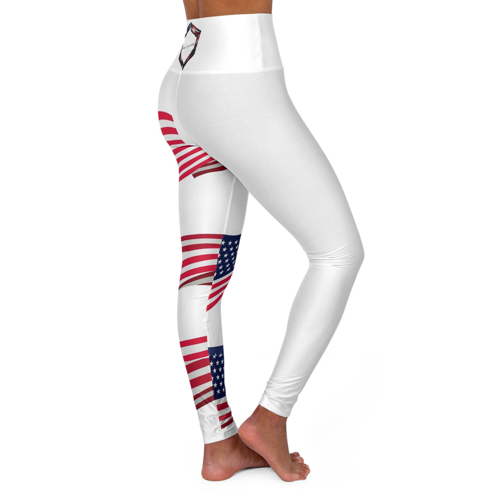 Signal Strong High-Waisted Yoga Leggings — Minimal White AOP Comfort