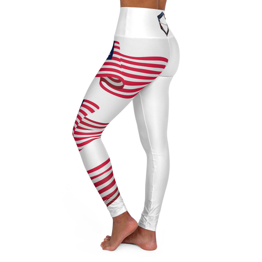 Signal Strong High-Waisted Yoga Leggings — Minimal White AOP Comfort