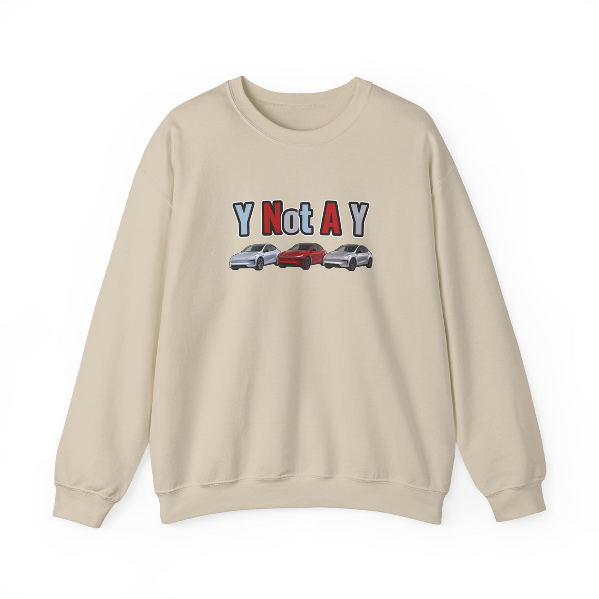 Signal Strong Y Not A Y Crewneck Sweatshirt — Y Not A Y Graphic (Car Trio)