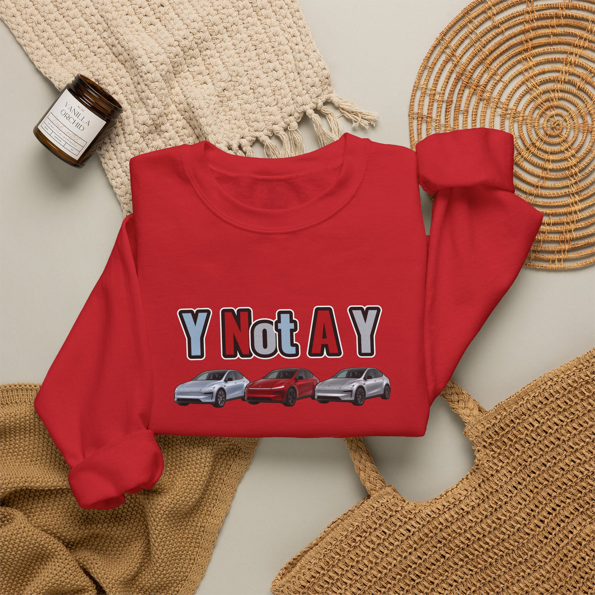 Y Not A Y Crewneck Sweatshirt — Y Not A Y Graphic (Car Trio)
