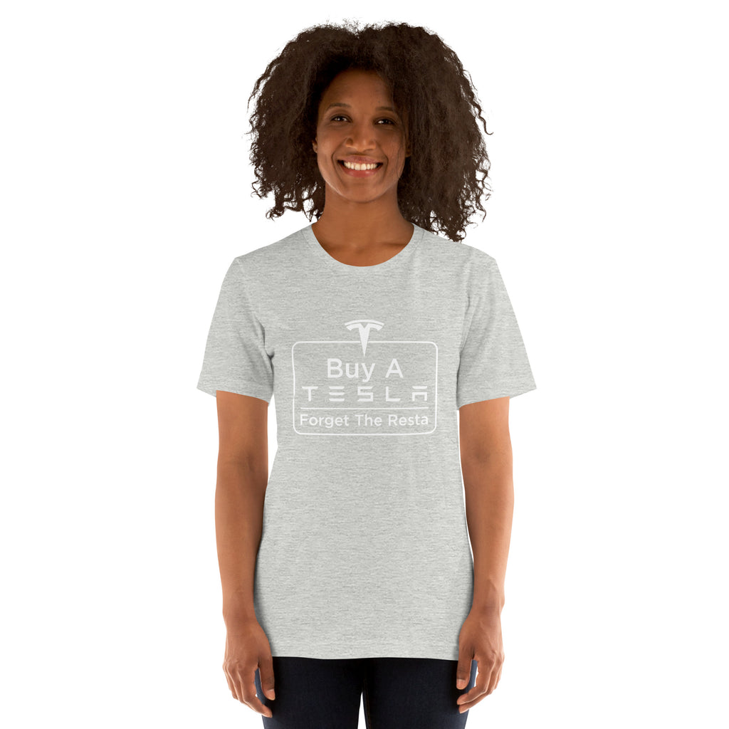 Buy A Tesla unisex t-shirt Athletic Heather women's front