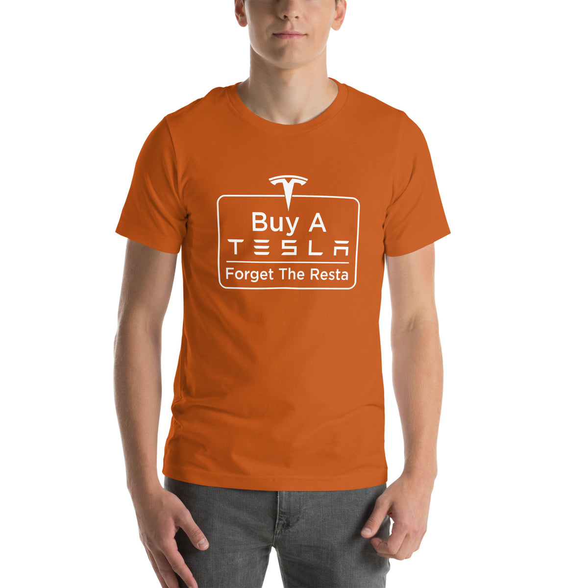 Buy A Tesla unisex t-shirt Autumn men's front