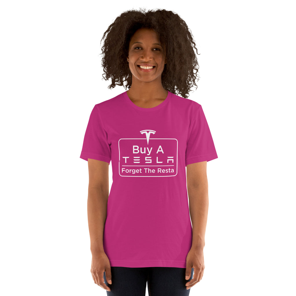 Buy A Tesla unisex t-shirt Berry women's front