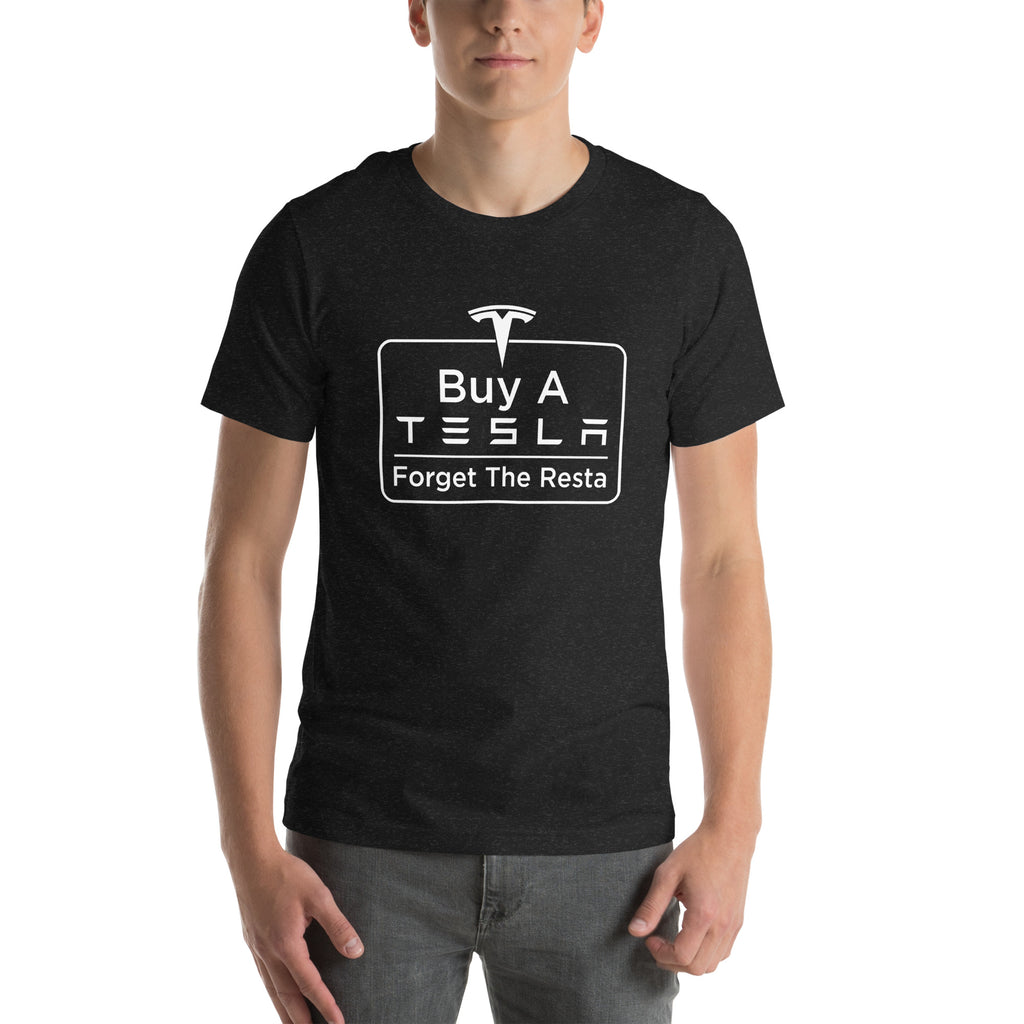 Buy A Tesla unisex t-shirt Black Heather men's front