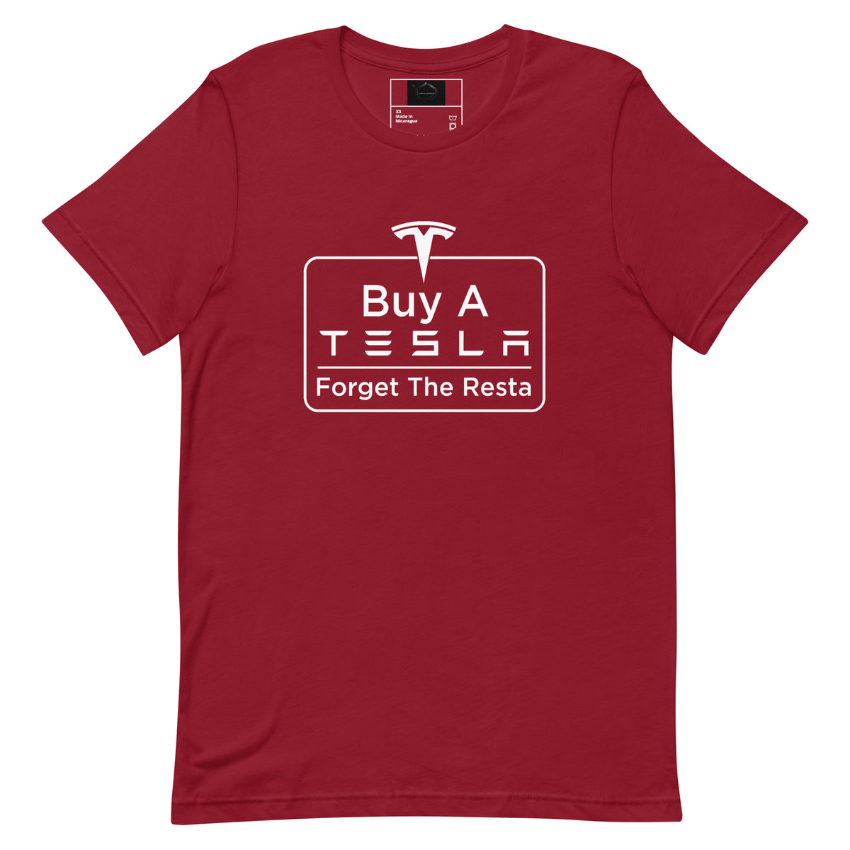 Buy A Tesla unisex t-shirt Cardinal front