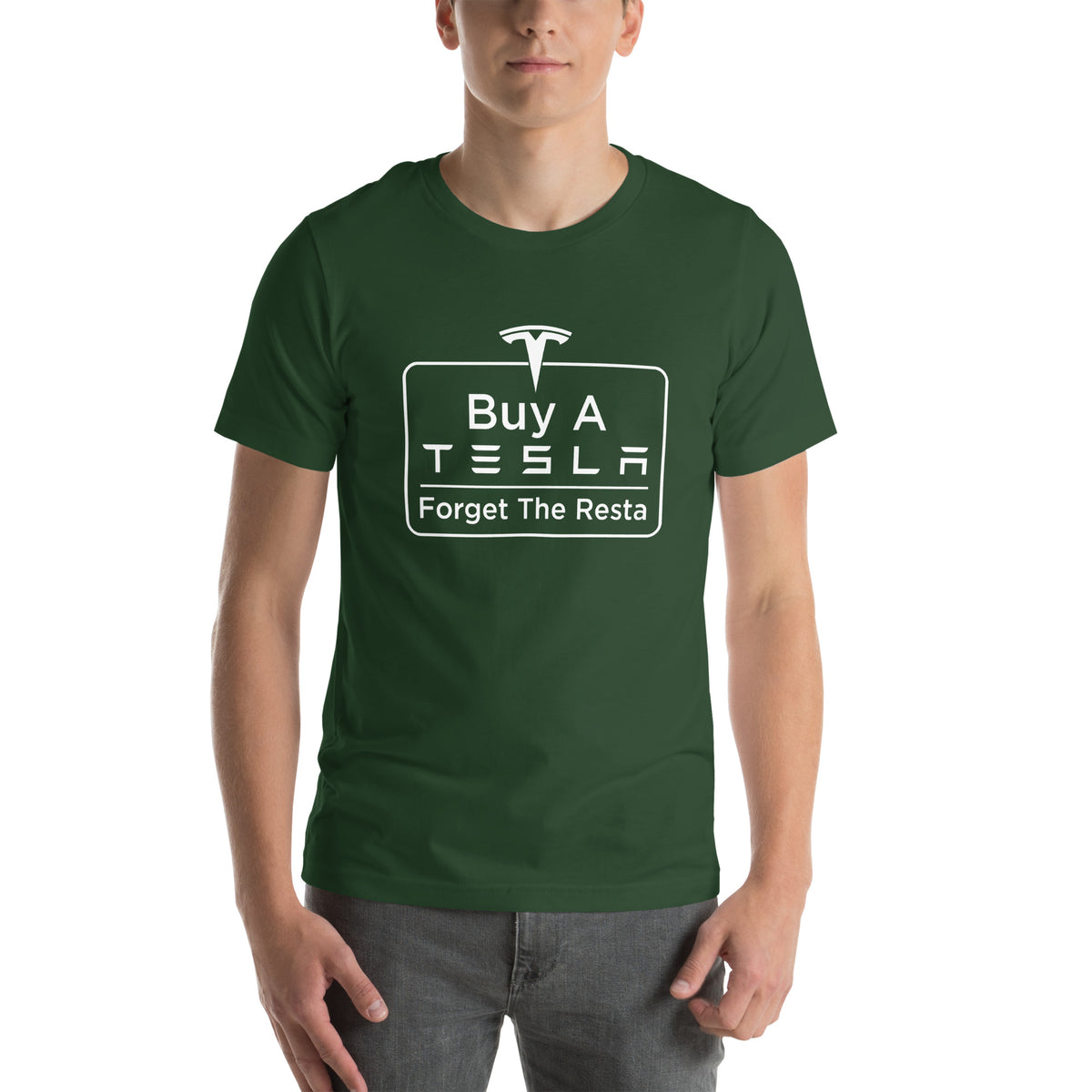 Buy A Tesla unisex t-shirt Forest men's front
