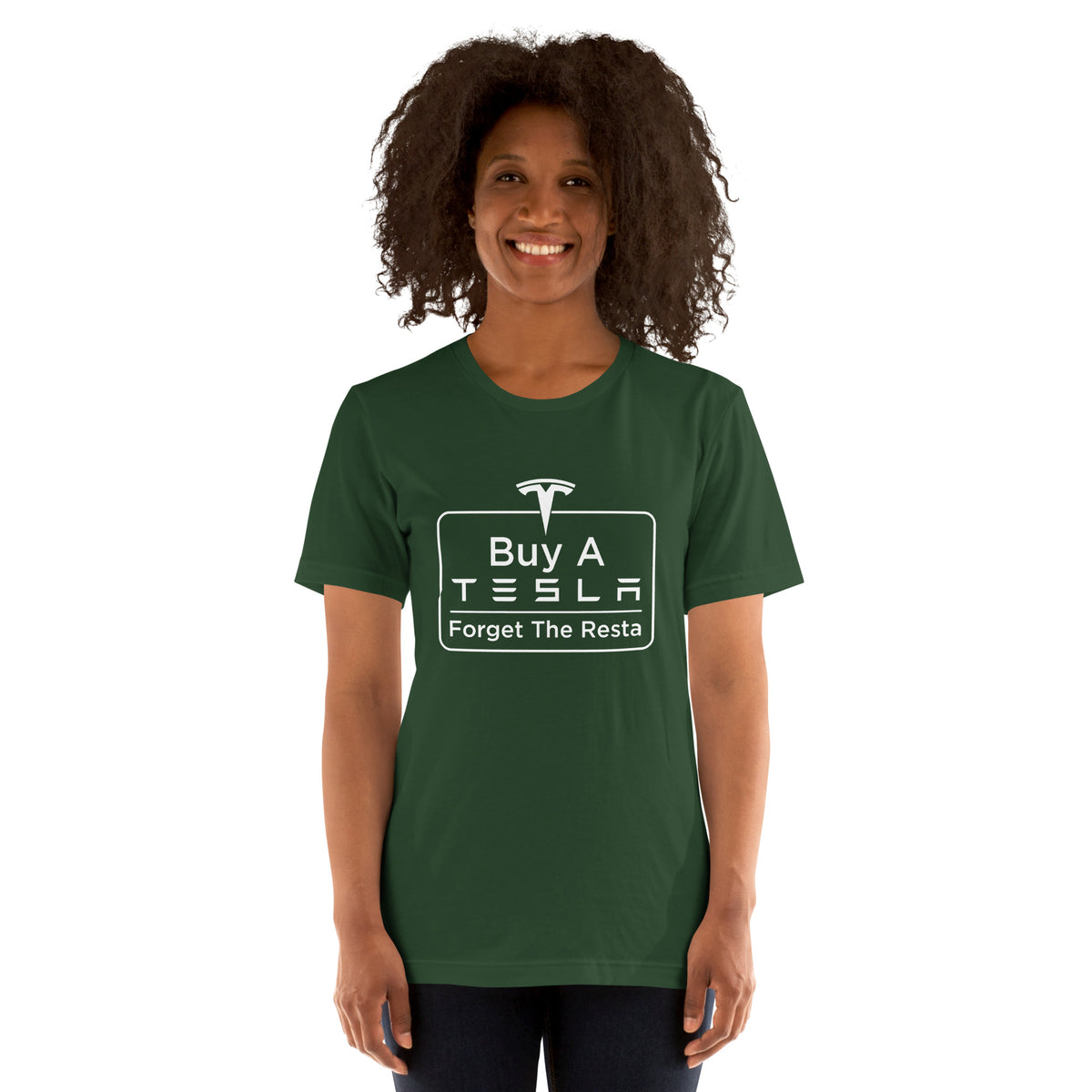 Buy A Tesla unisex t-shirt Forest women's front