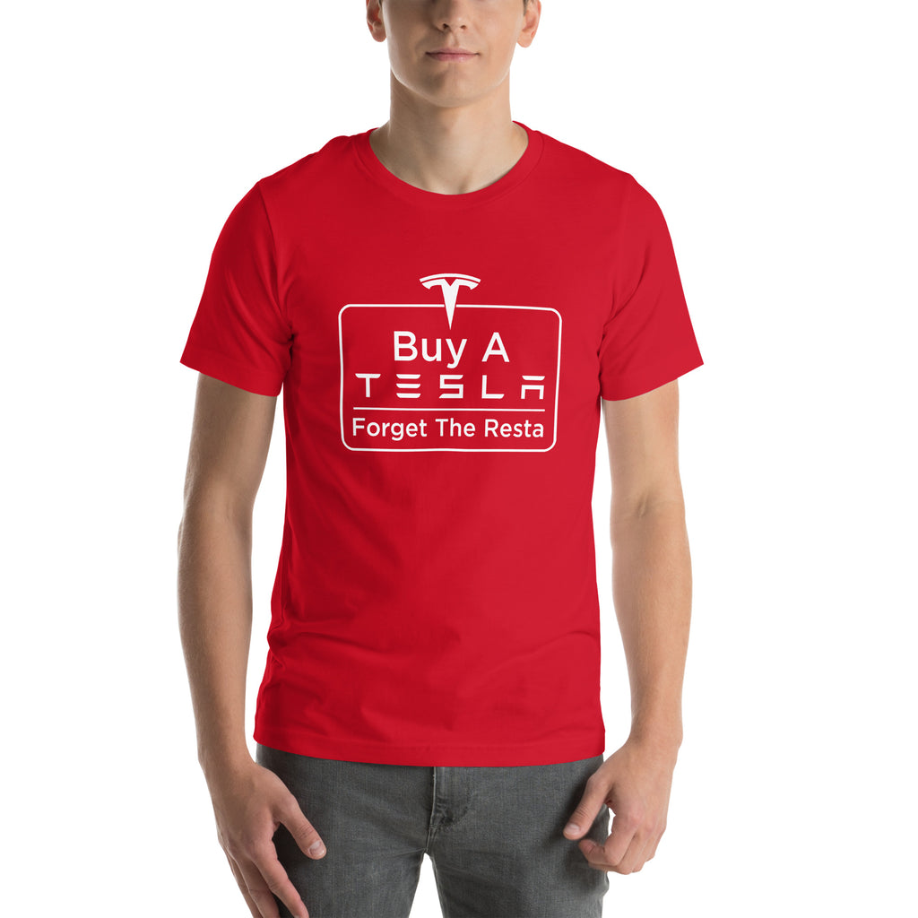 Buy A Tesla unisex t-shirt Red men's front