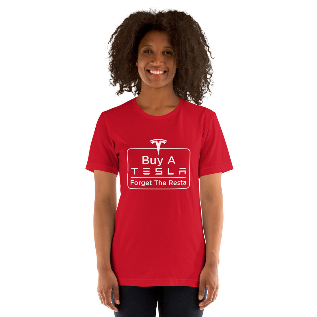 Buy A Tesla unisex t-shirt Red women's front