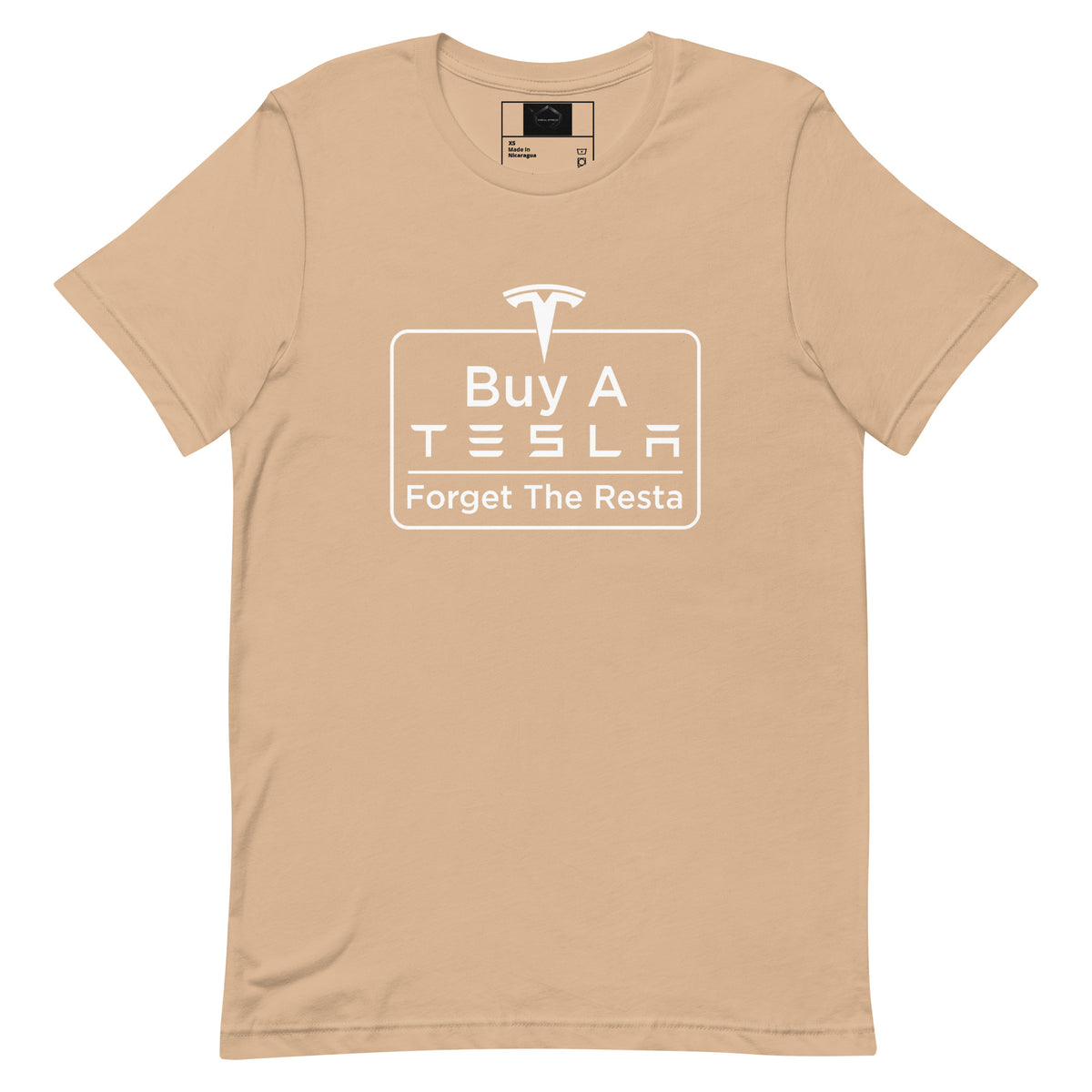 Buy A Tesla unisex t-shirt Tan front