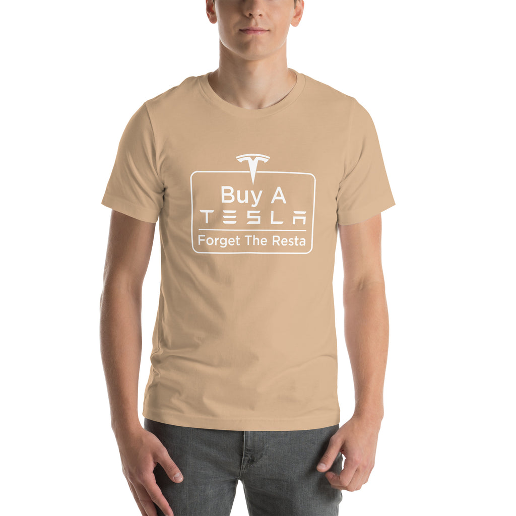Buy A Tesla unisex t-shirt Tan men's front