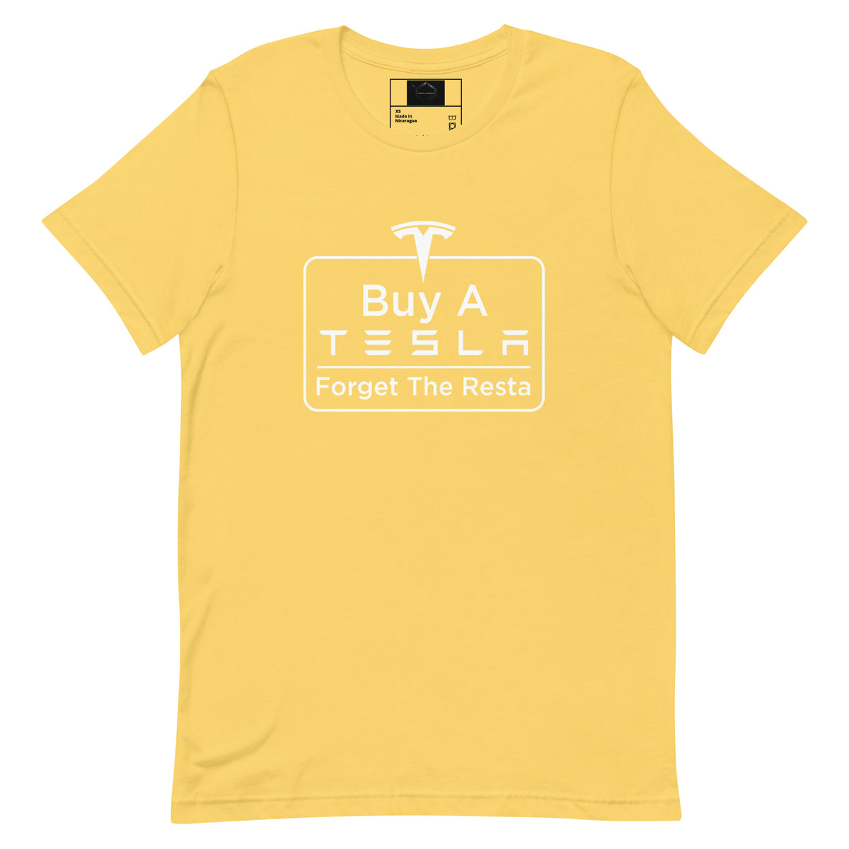 Buy A Tesla unisex t-shirt Yellow front